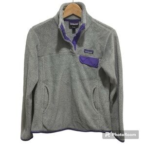 PATAGONIA Women's Retool Grey and Purple Sweatshirt Small Bin L